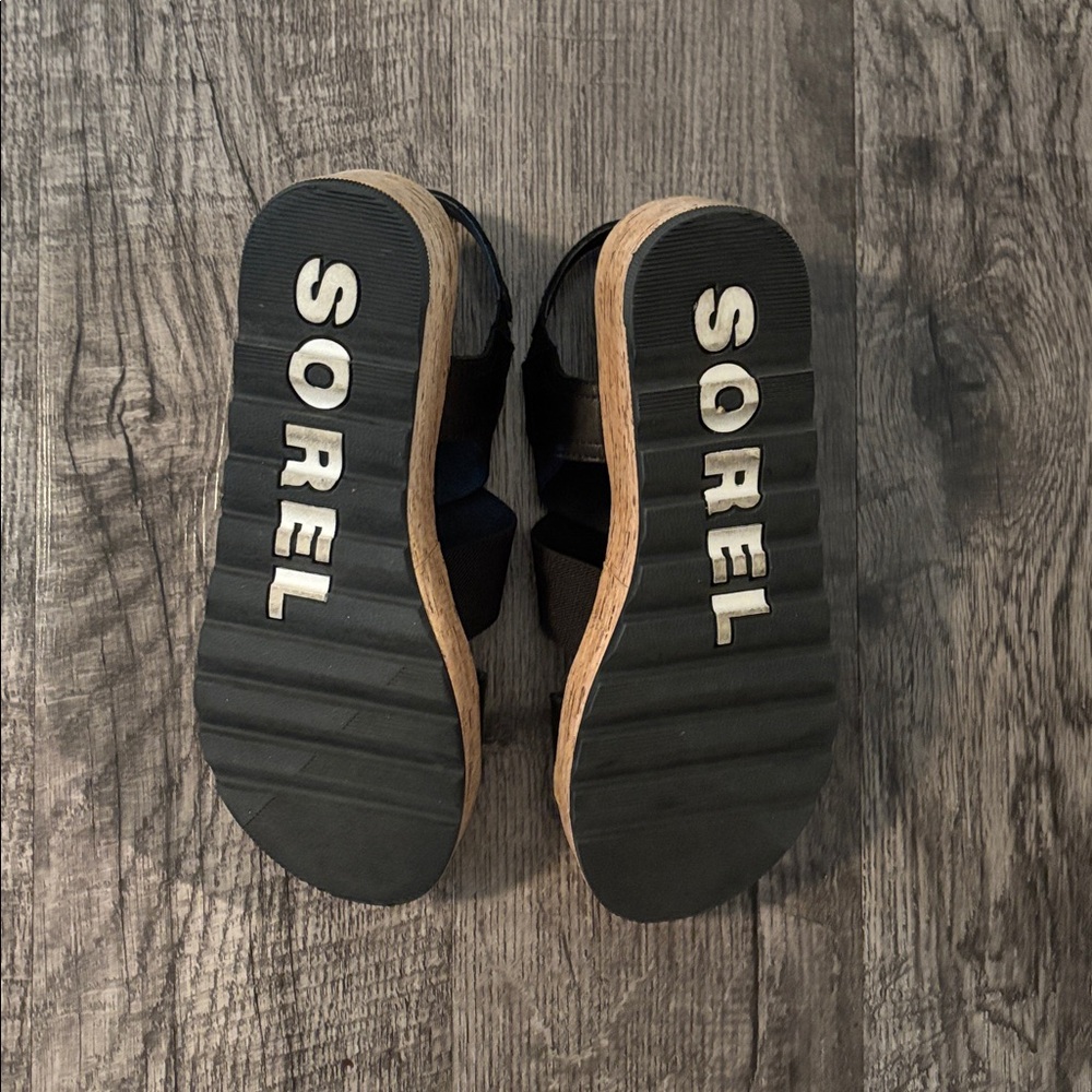 Sorel “Cameron” Flatform Sandals - Elastic Straps - Black - Size 7 - Picture 3 of 4